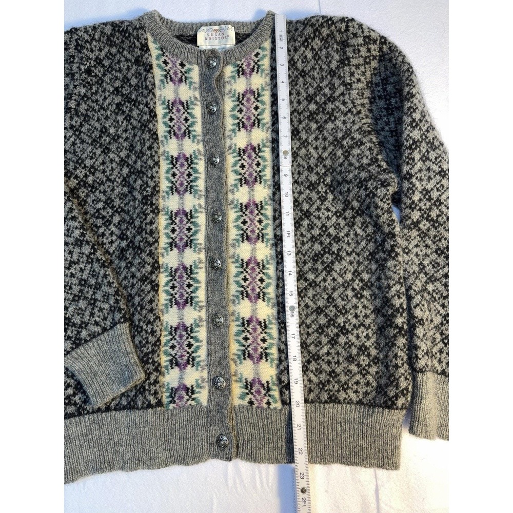 Vintage Susan Bristol Wool Cardigan Sweater M Fair Isle Western Cottagecore - Picture 4 of 7